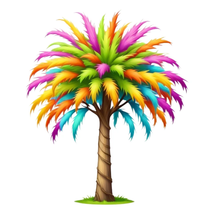 colorful fluffy Truffula tree from The Lorax with bright tuft on top and tall thin trunk sticker