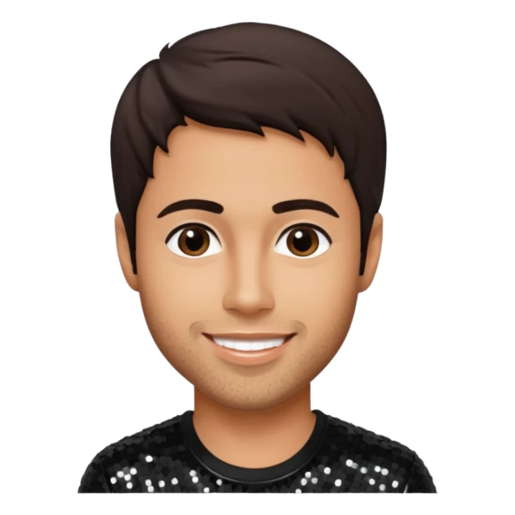 Enrique Iglesias with dark brown hair, black sequin outfit sticker