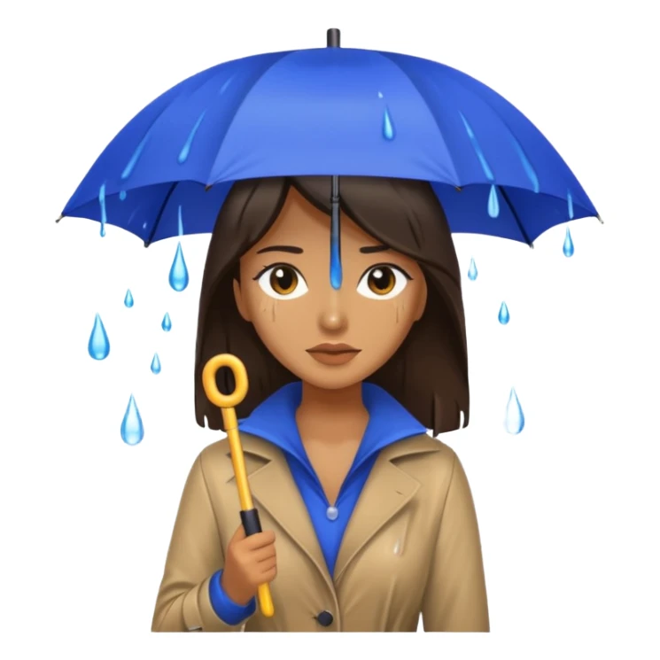 she getting wet (umbrella, dripping dark hair) sticker