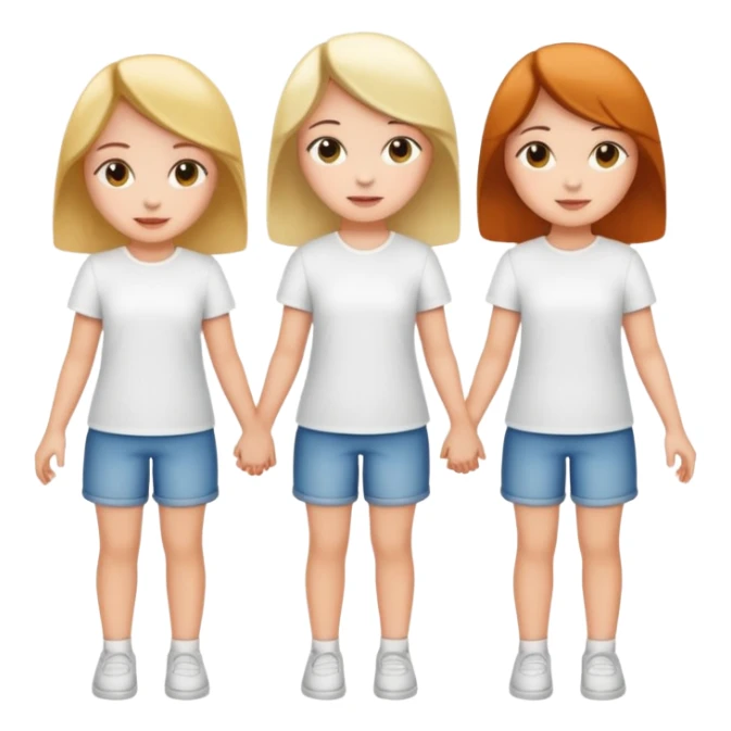3 girls holding hand wearing white shirt sticker