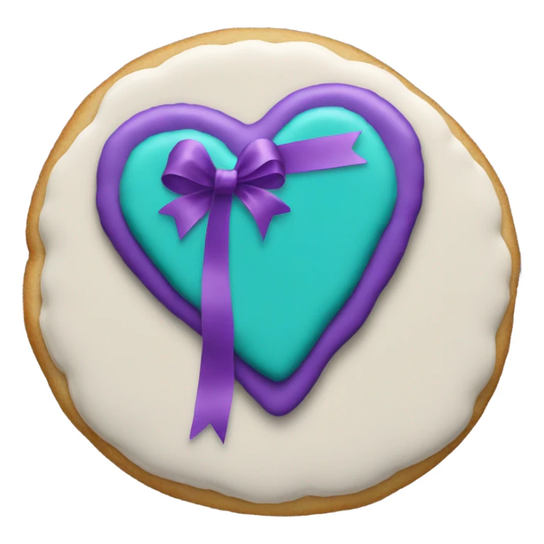 Cookie heart with teal purple support ribbon sticker