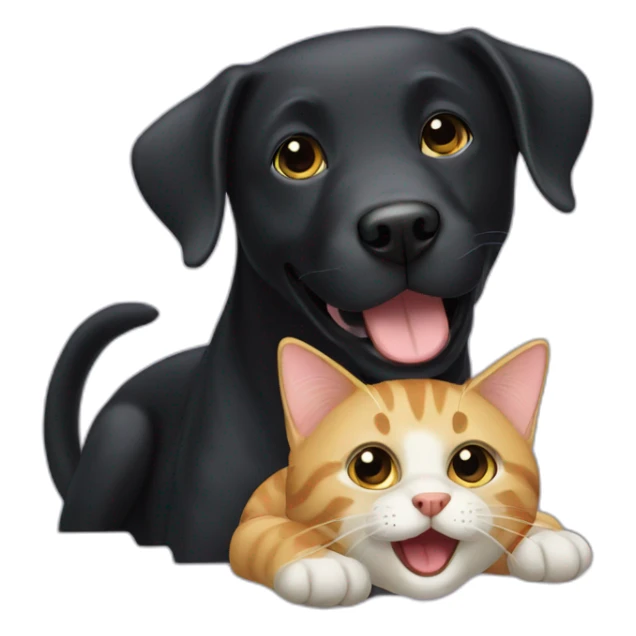 happy black labrador dog and a cat sticker