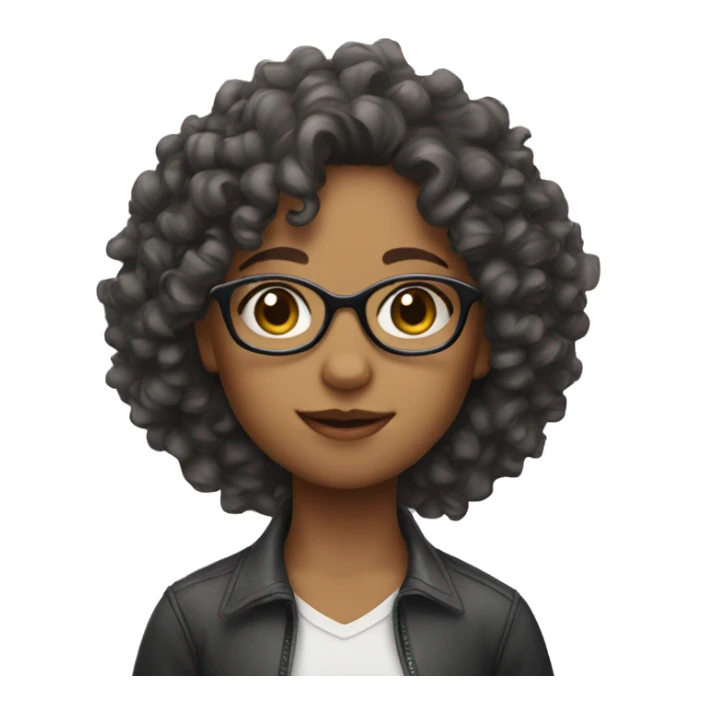 girl with curly hair and glasses sticker