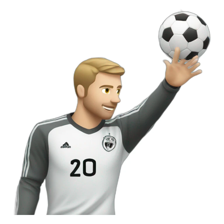 White European football player shooting in goal sticker