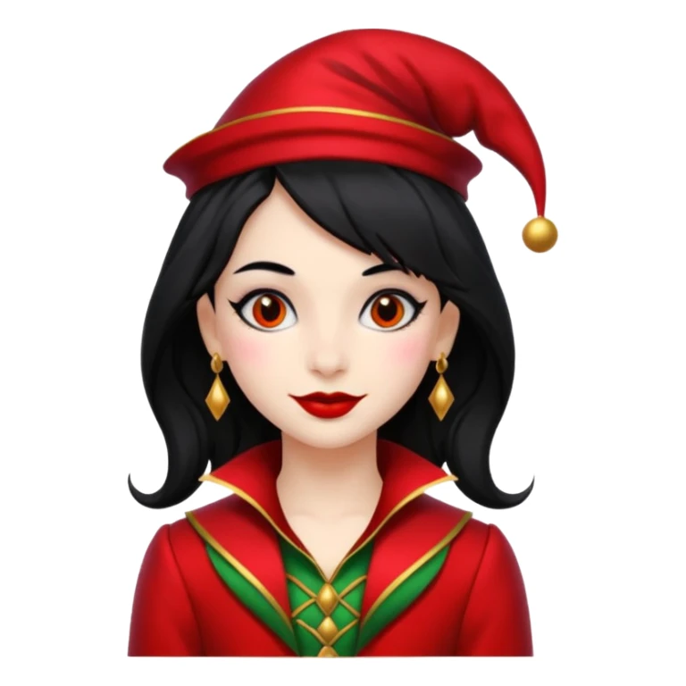 Jester girl, black and red suit, black hair sticker