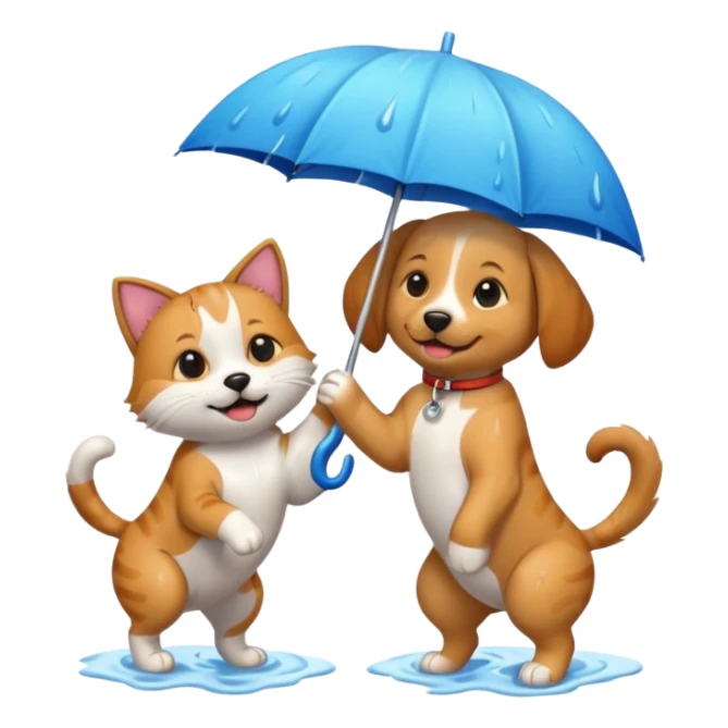 dog and cat playing in the rain sticker
