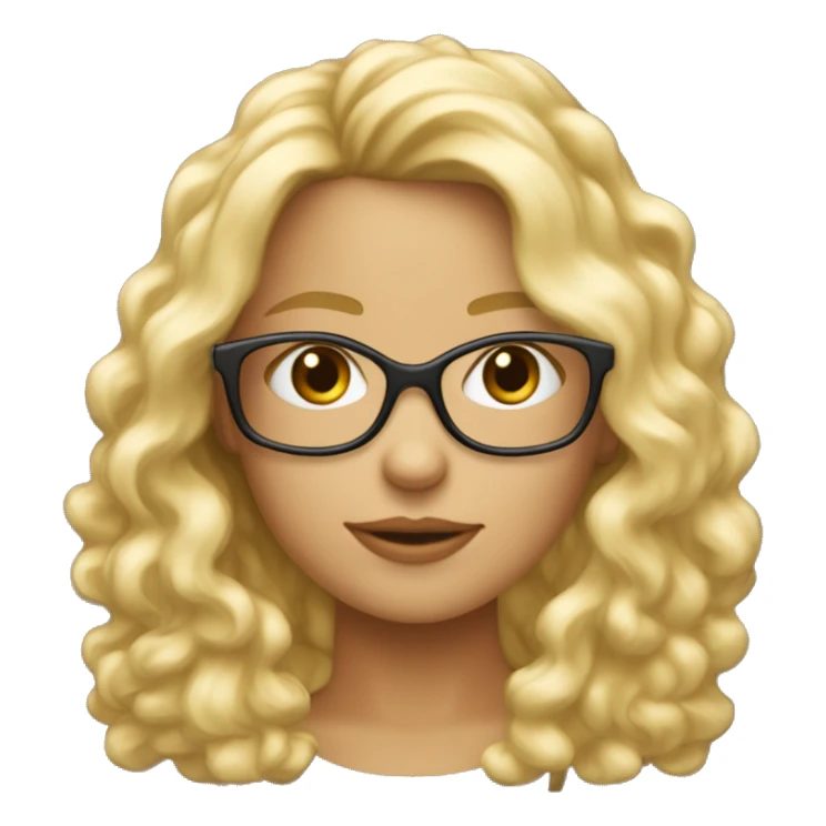 Fille cheveux blond foncé bouclés mi  long, yeux bleux, lunettes 40 ans sticker
