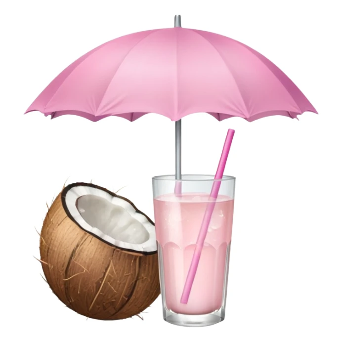 coconut drink with light pink umbrella sticker