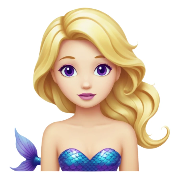 blonde hair mermaid blue and purple tail sticker