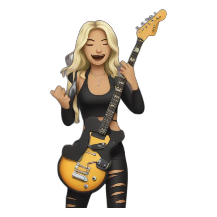 woman doing rock music sticker