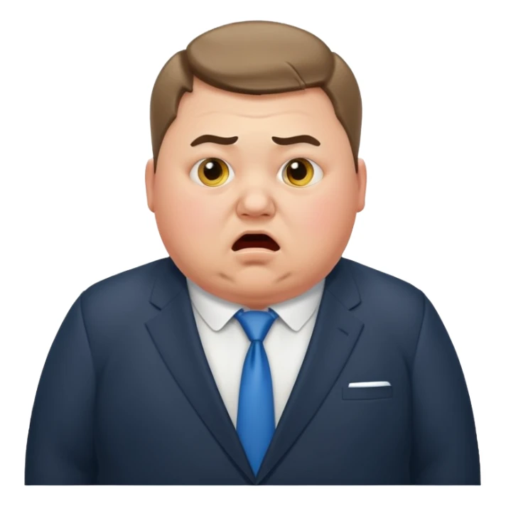 A chubby Ukrainian man in a suit is terrified sticker