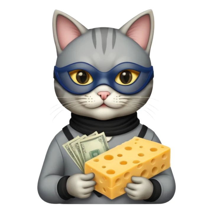 robber emoji with money cheese cat sticker