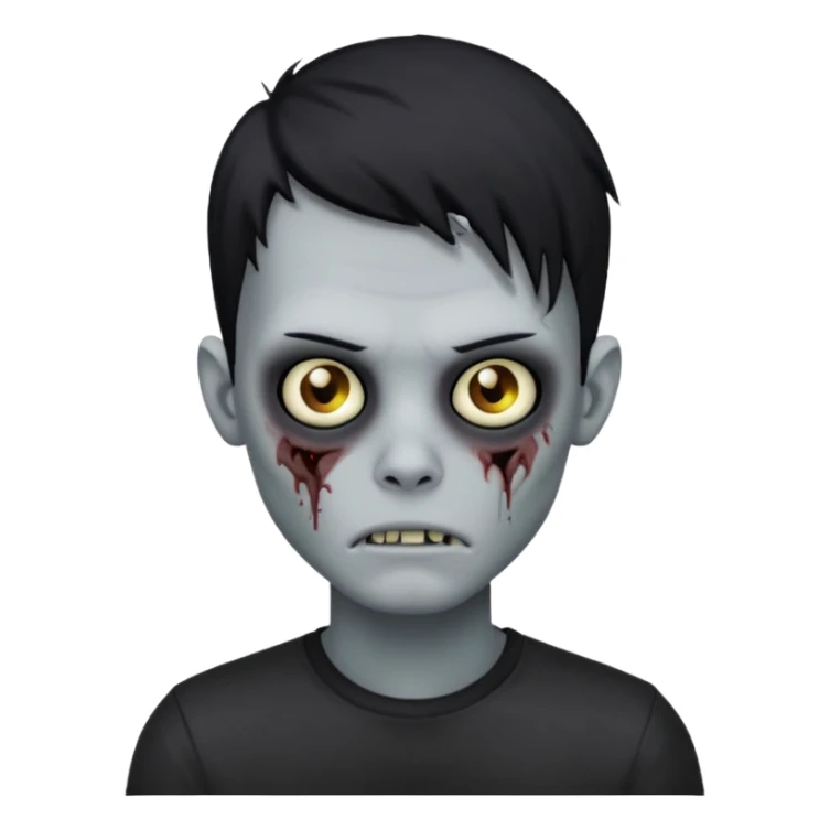 Zombie boy with emo black hair and black shirt sticker