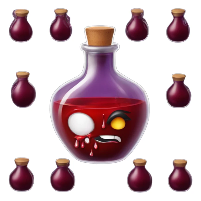 a stylish potion bottle with blood and a gothic lid, perfect for a vampire girl theme." sticker