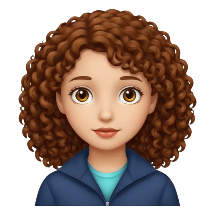 girl with brown curly hair sticker