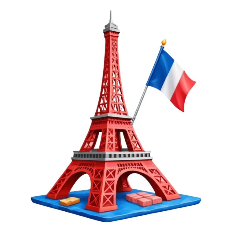 Spam meat Eiffel tower and French flag painting  sticker