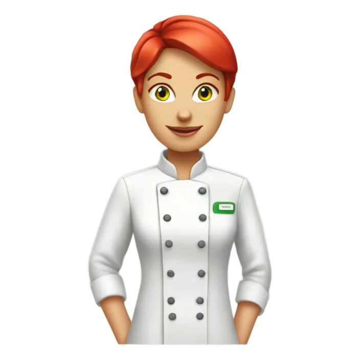 green eyed  red short haired female chef sticker