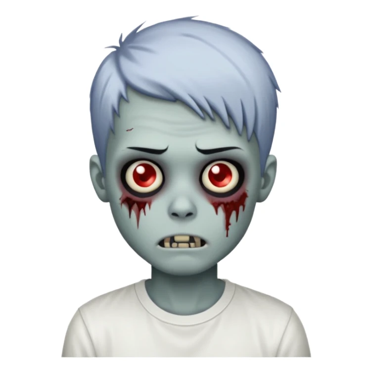 zombie boy with emo hair and white shirt emoji sticker