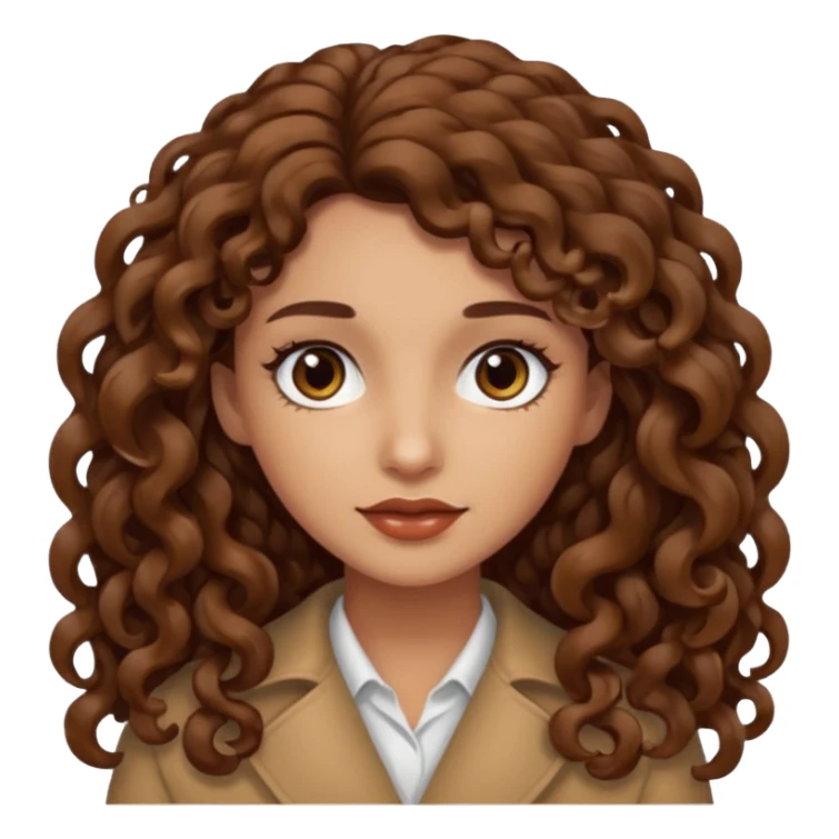 mujer morena cabello rizado largo castaño, ojos oscuros sticker