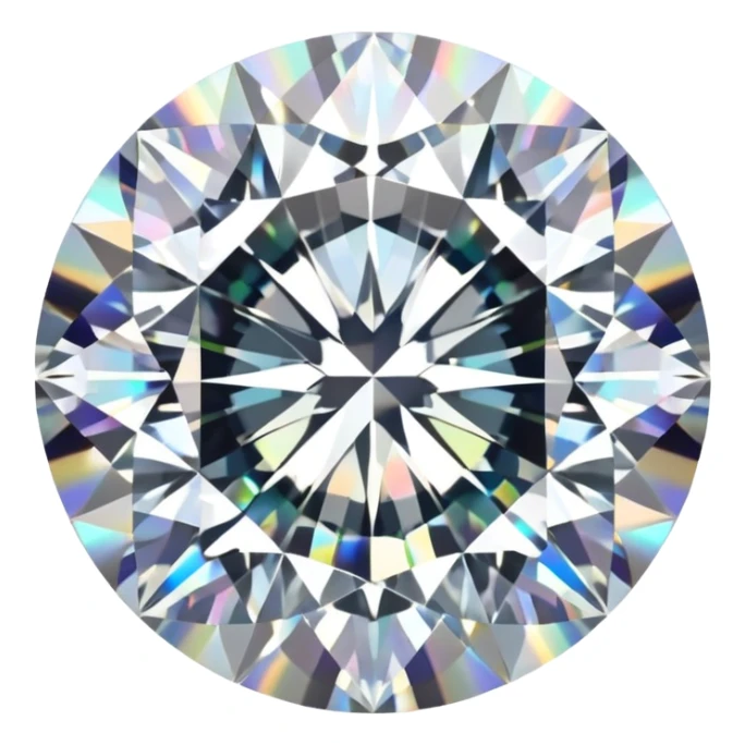 Make it 3D emoji style: add a silver jewelry setting to the round cut white diamond with subtle holographic glow sticker