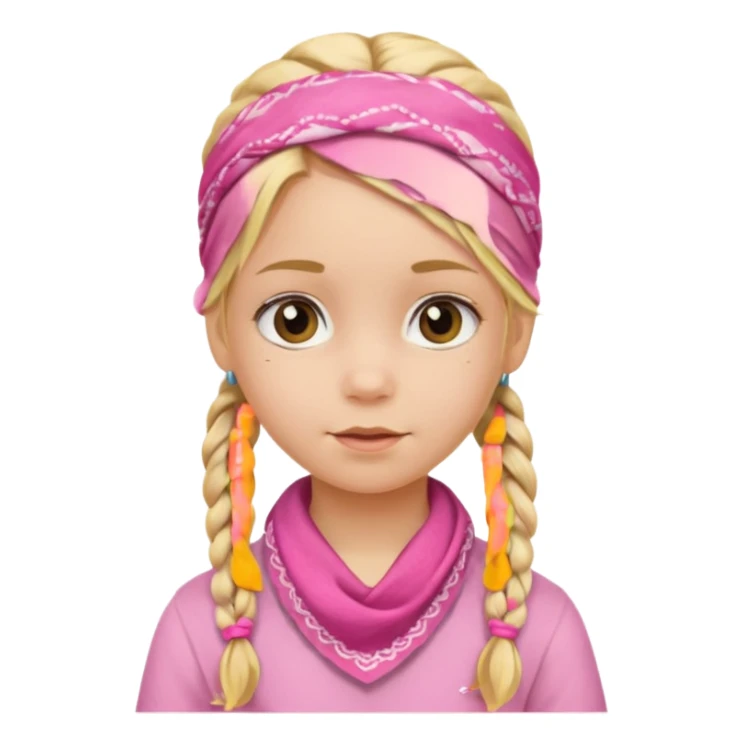 blonde girl child with braids and a pink bandana sticker