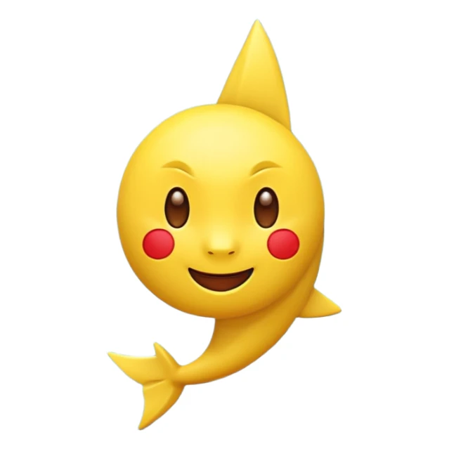 yellow emoji with red cheeks and pointy ears, small lightning bolt tail, 3D emoji style, 1:1
 sticker