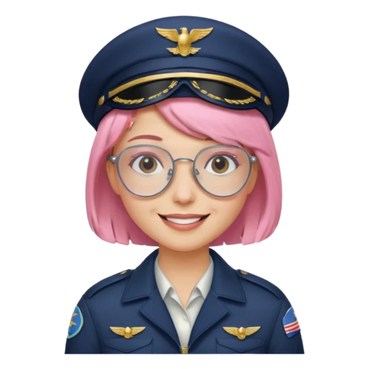 Captain Rosie – pilot with short pastel-pink bob and aviator glasses sticker