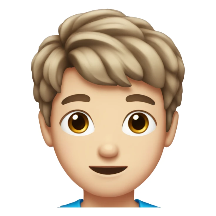 boy with blue eyes and brown hair with a pink bow sticker