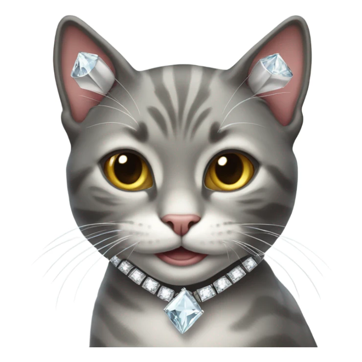 Cat with diamond necklace and diamond teeth sticker