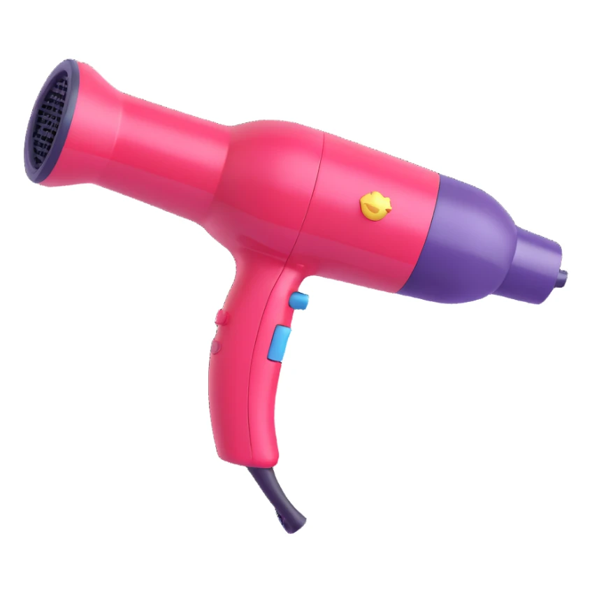 blow dryer with sparkles, 3D emoji style sticker