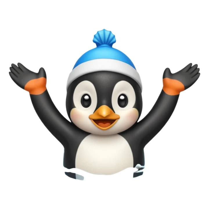 A cheerful penguin swimmer in swim cap, doing a playful backstroke with water rings popping around.
 sticker