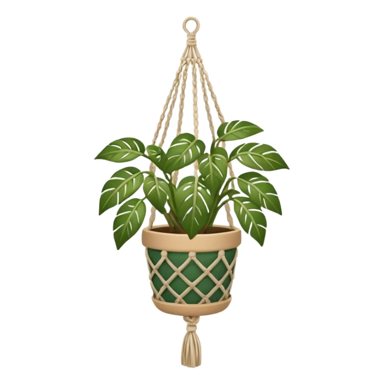 macrame plant hanger with potted plant sticker
