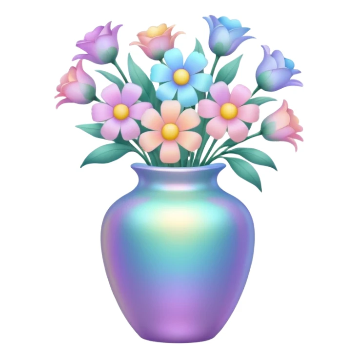 Iridescent vase with pastel flowers sticker
