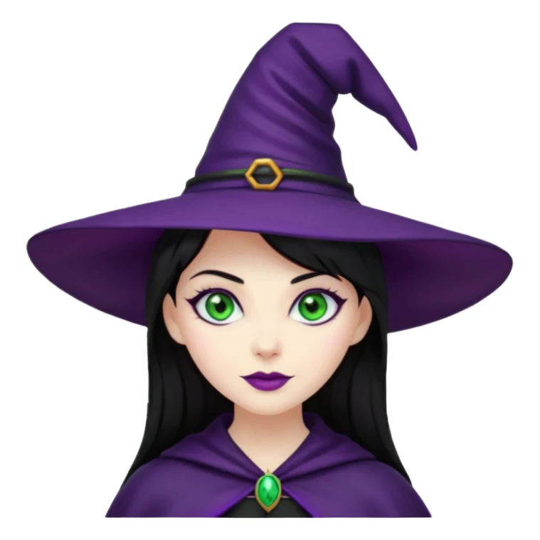 Halloween witch with purple witch hat and black hair sticker