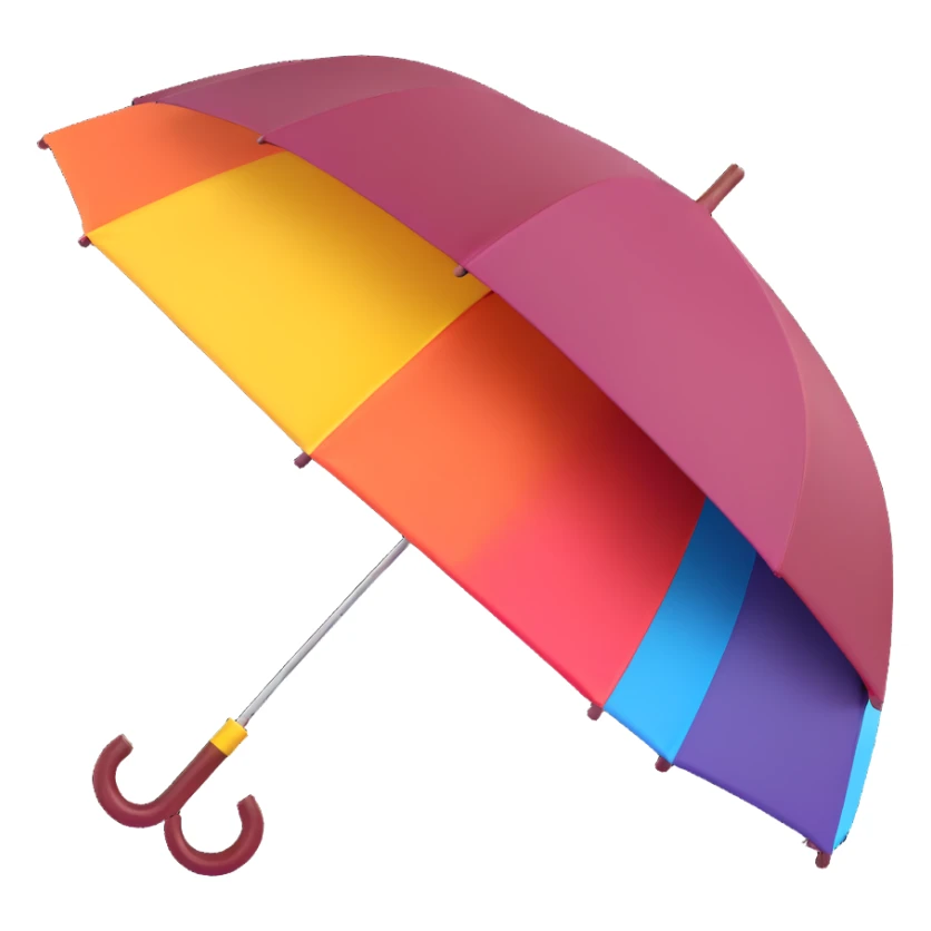 burgundy umbrella with a rainbow handle in 3D emoji style sticker