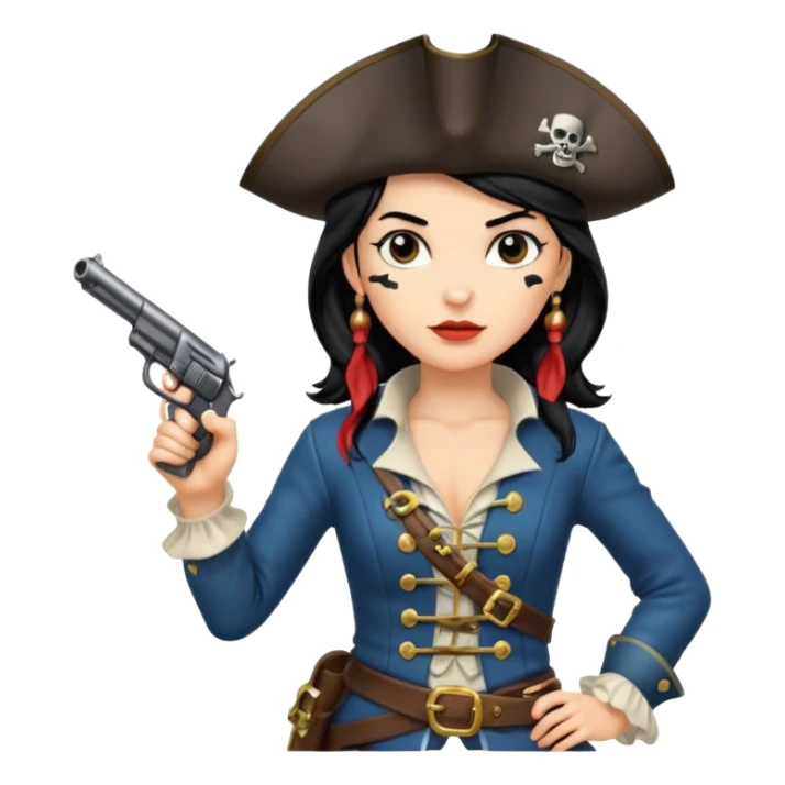 Lady Pirate With Gun, point to thr front. sticker