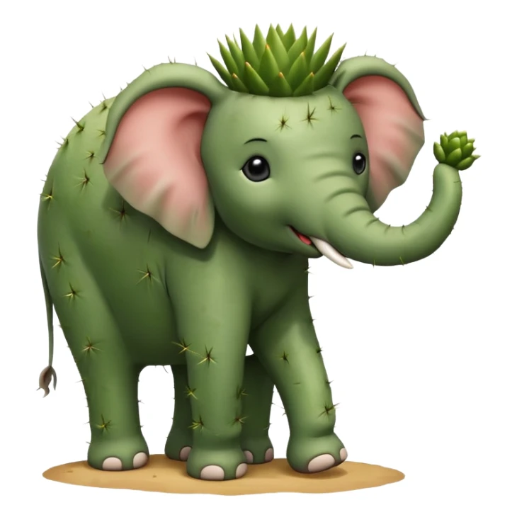 A cactus with an elephant shape with an elephant head that is not a cactus sticker
