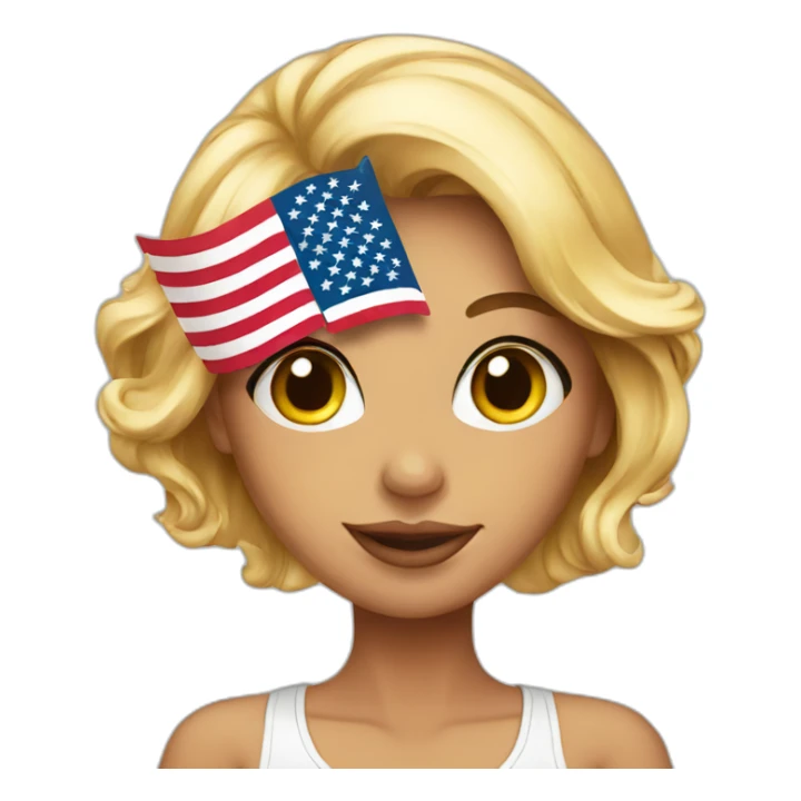 Sexy girl with American flag sticker
