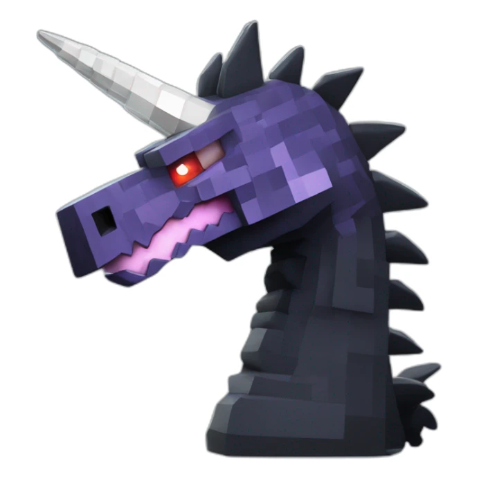 Minecraft Black Godzilla Head With Diamond Unicorn Horn and Lazer Eyes sticker