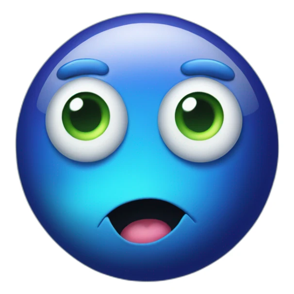 planet Neptune with a cartoon rigid face with big calm eyes sticker