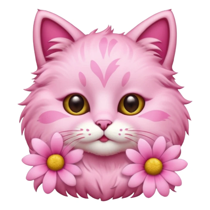 Pink cat with Flowers and kisses  sticker