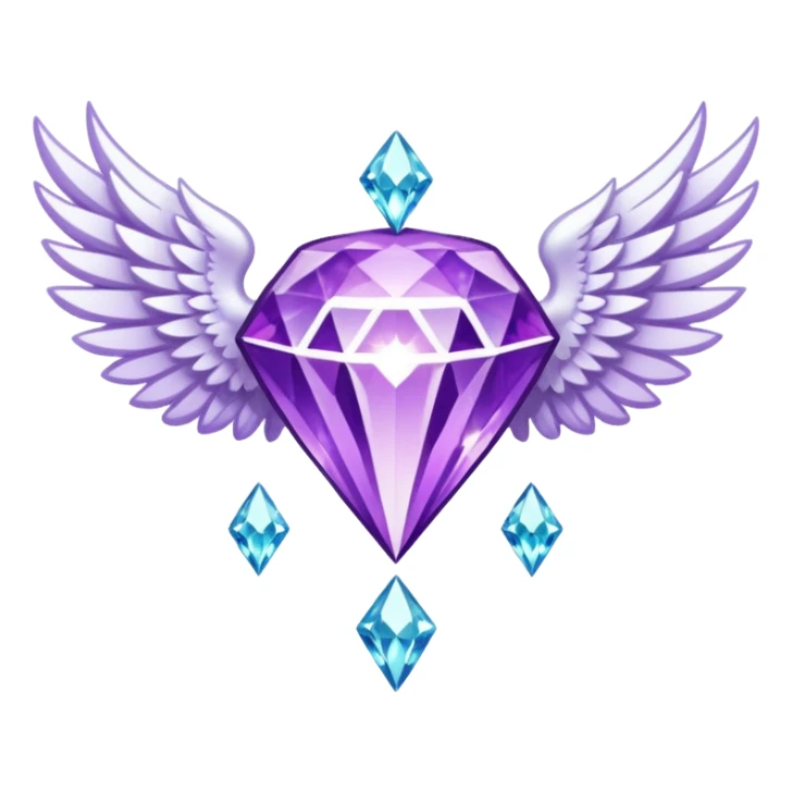 holy diamond emblem with white wings and purple diamond in the middle sticker