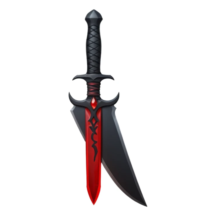 iOS emoji, dark fantasy dagger, obsidian blade, runes, blood drop, clean render, minimalism sticker