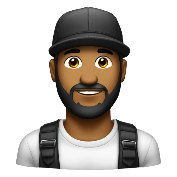 Reggaetonero con barba negra poblada, gorra, y cejas arqueadas sticker