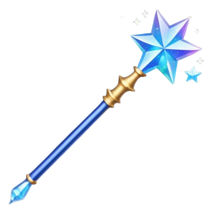 a dark blue magic wand with a bit of magic dust around the head if it. artistic
 sticker