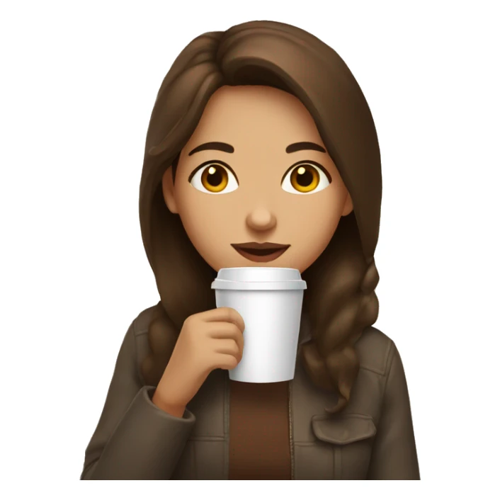 brown hair girl sipping coffe  sticker