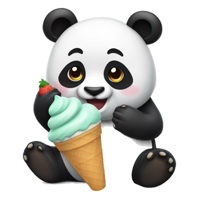 Panda eating ice cream sticker