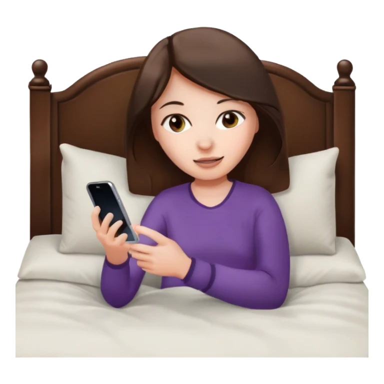 Brunette playing with iPhone laying in bed sticker