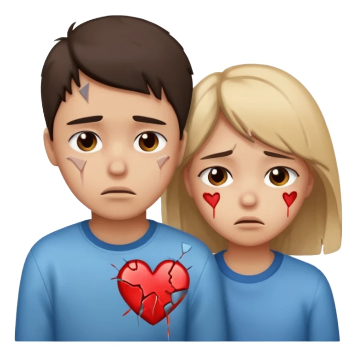 boy and girl heart big break sticker