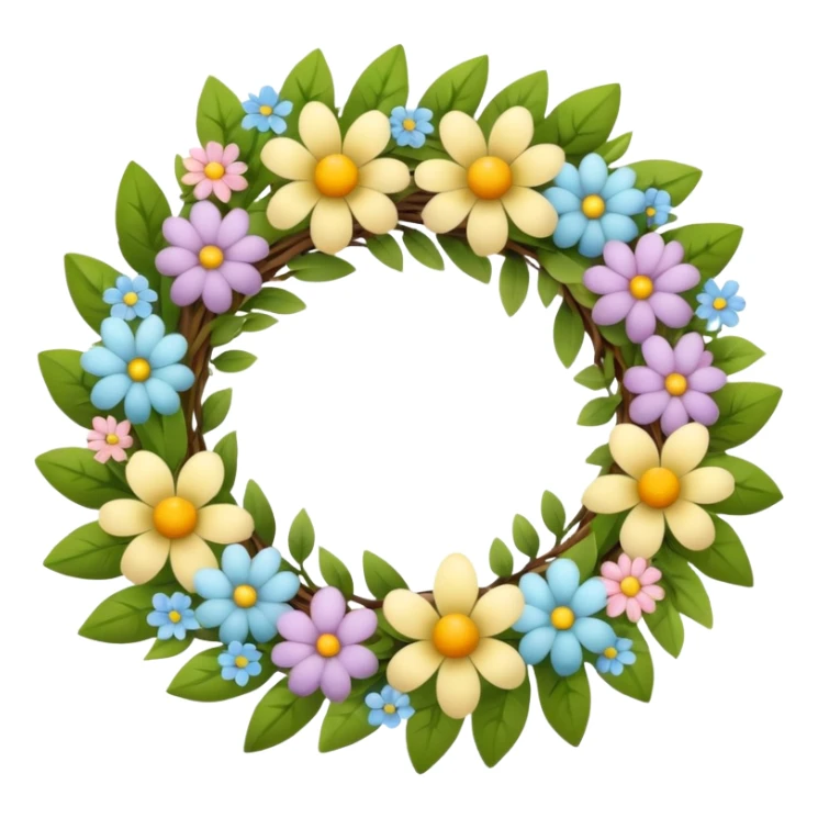 flower easter wreath, made in a shape of an egg sticker